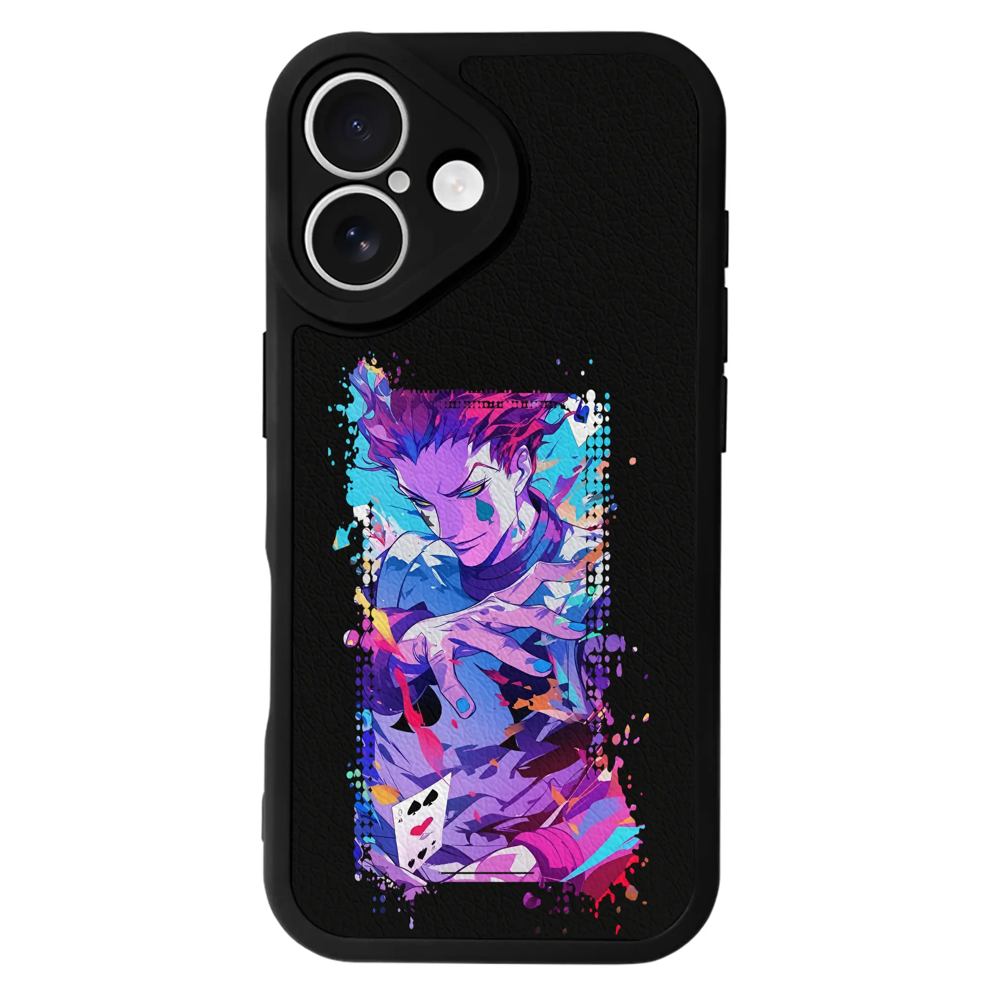 ハンター×ハンター グッズ ヒソカ＝モロウ - IPhone 16シリーズ対応 ・ シリコンスマホケース ・ レザー調 ・ 高精度フィット ・ 耐衝撃 ・ ワイヤレス充電対応 ・ 精密カット